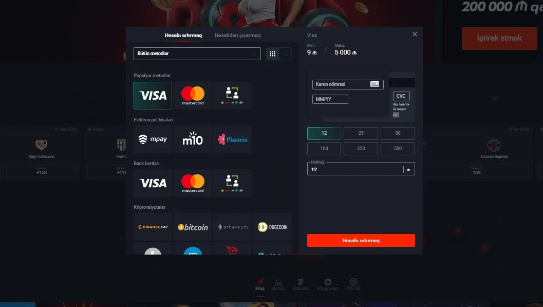 Şəxsi Hesabdan Pul Yatırmaq və Çıxarmaq