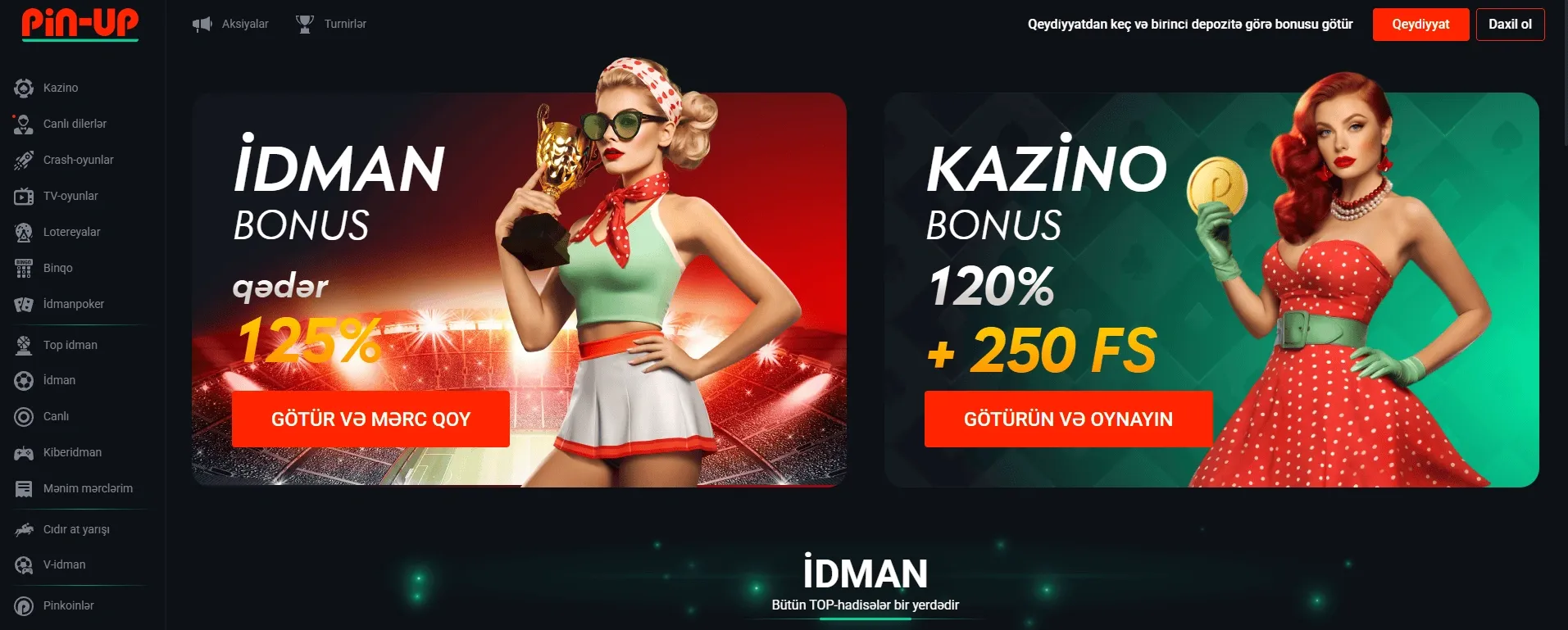 Səxavətli Pin Up bonusları